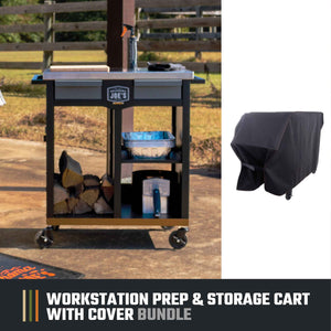Workstation Prep & Storage Cart with Cover Bundle