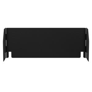 Black Weber gas grill with stainless steel finish. Three burners are visible. It has a lid and side table.