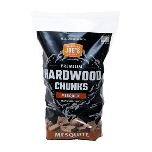 Oak firewood chunks in a bag. Premium brand visible.