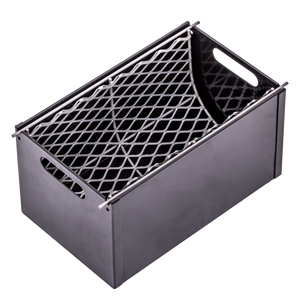 Black Weber Summit charcoal grill. Stainless steel construction. Includes side burner and warming rack.