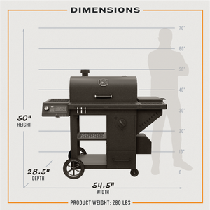 Black Weber propane grill with side burner and cart. Stainless steel accents add style.
