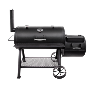 Black Weber propane grill with side burner and cart. Stainless steel construction.