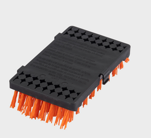 Black Char-Broil grill brush with stiff bristles. Ideal for cleaning grill grates.