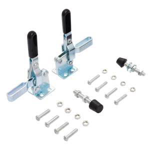 Silver toggle latch with black rubber grip. Includes mounting hardware.