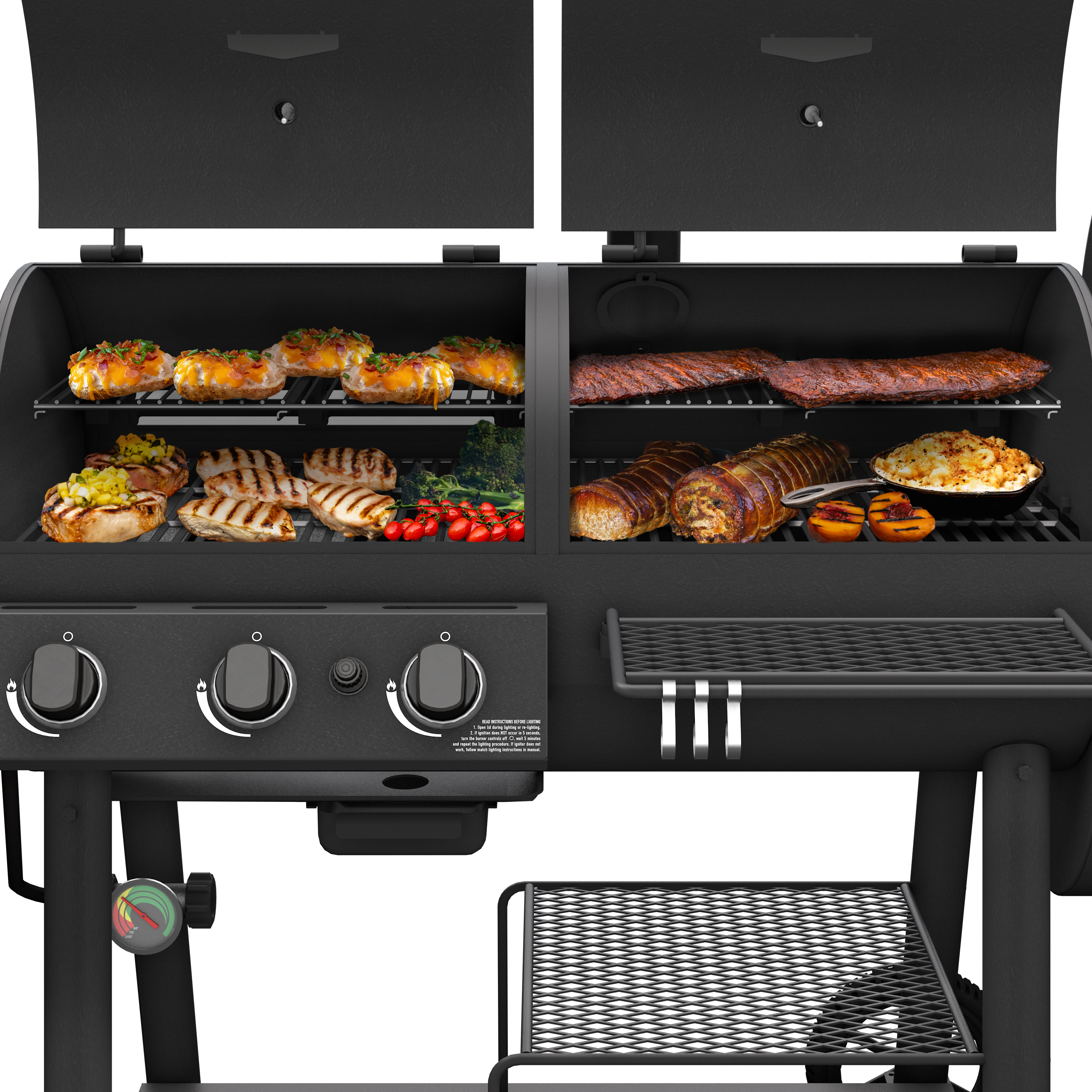 Canyon Combo DLX Gas Grill & Offset Smoker