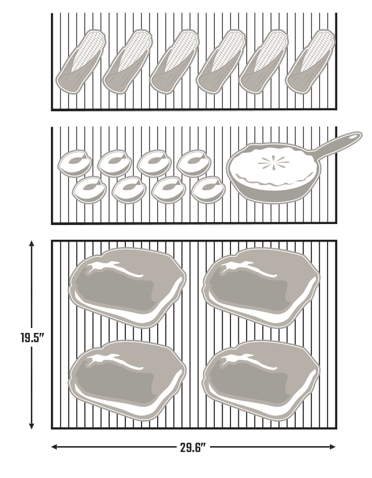 Primary Cooking Space (Pictured): 578 sq. in.
