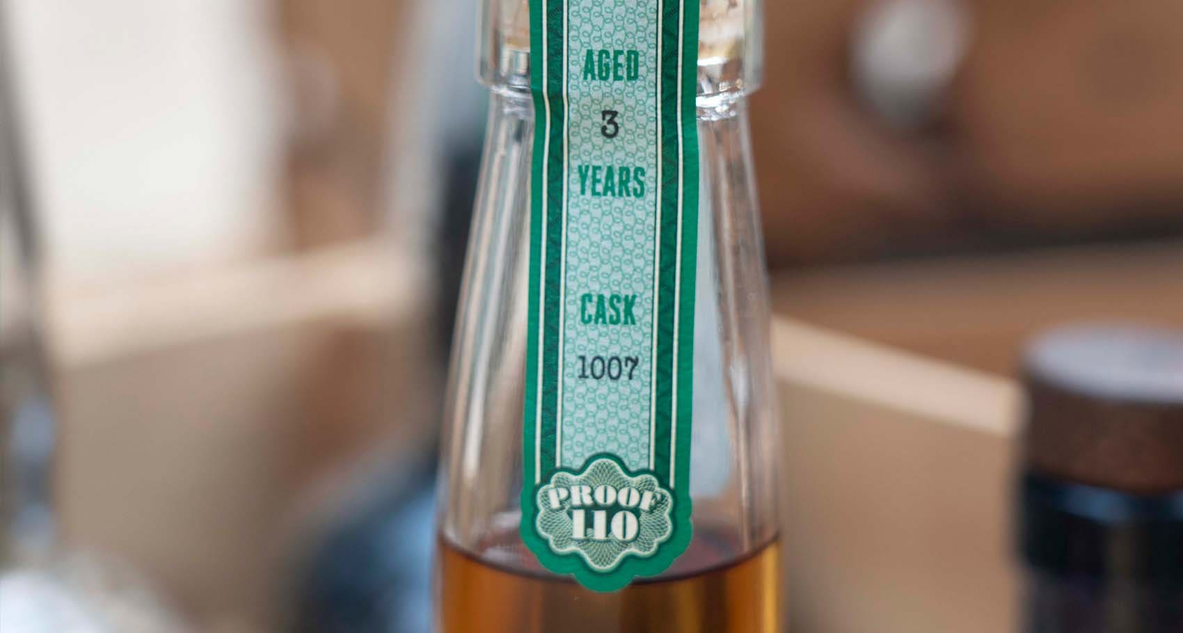 Bottleneck of Old Pepper rye whiskey
